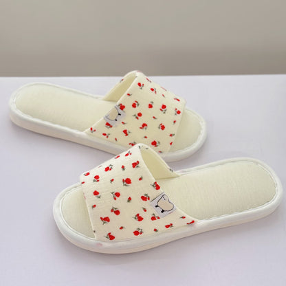 Floral Canvas Open-Toe Home Slippers - image 4