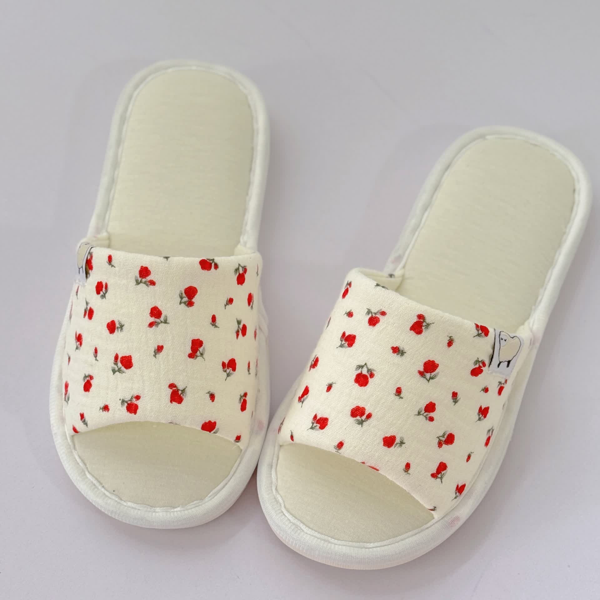 Floral Canvas Open-Toe Home Slippers - image 3