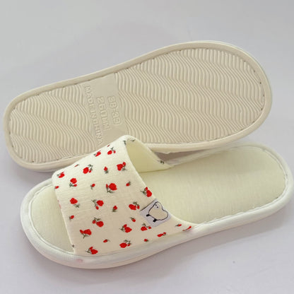 Floral Canvas Open-Toe Home Slippers - image 5