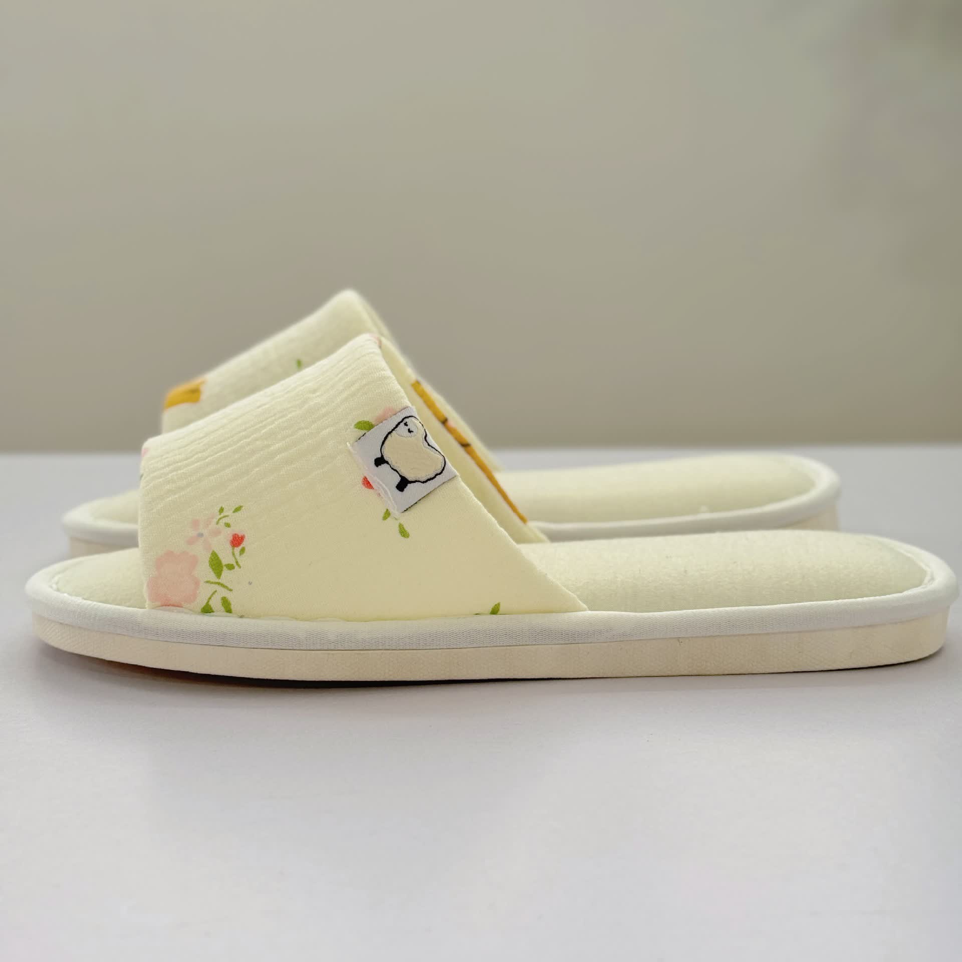 Elegant Floral Canvas Open-Toe Home Slippers - image 3