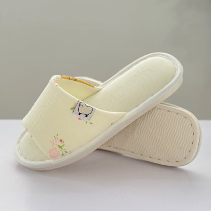 Elegant Floral Canvas Open-Toe Home Slippers - image 3