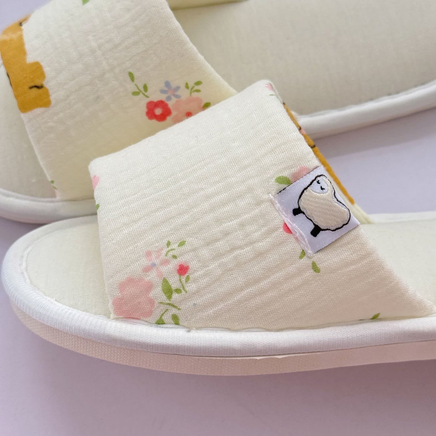 Elegant Floral Canvas Open-Toe Home Slippers - image 5