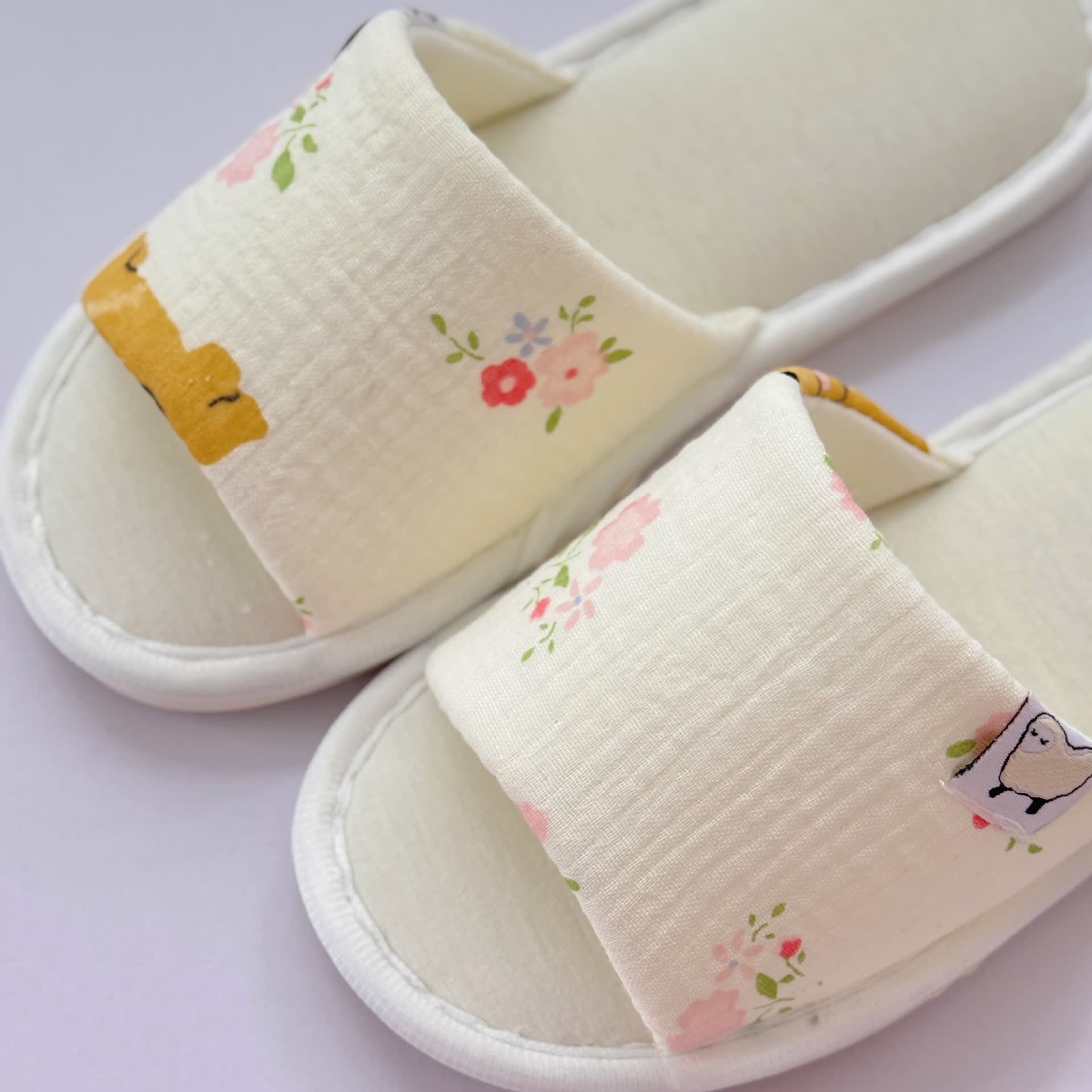 Elegant Floral Canvas Open-Toe Home Slippers - image 4