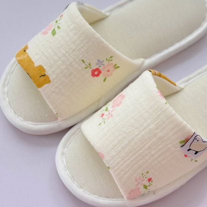 Elegant Floral Canvas Open-Toe Home Slippers - image 5
