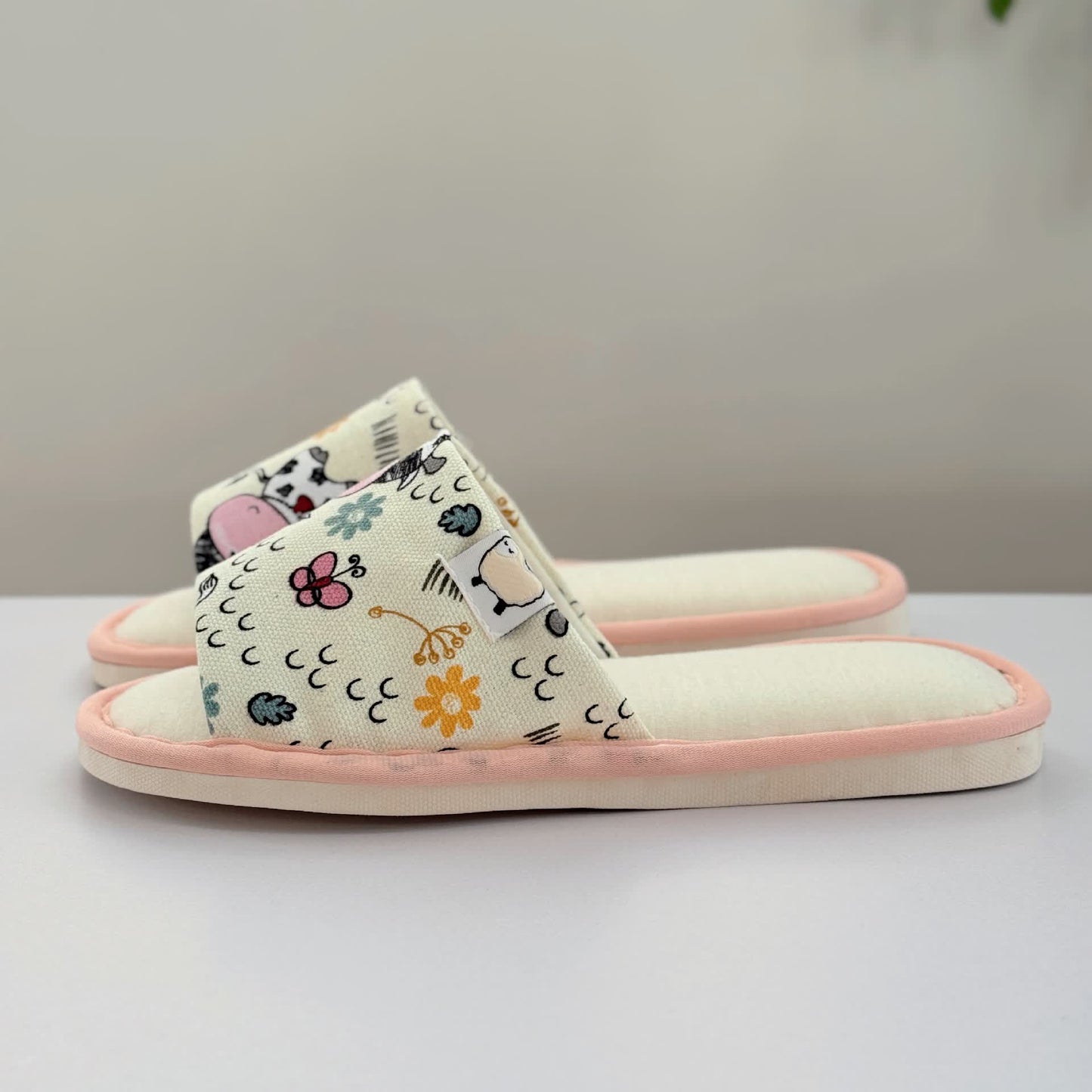 Cute Animal Print Canvas Open-Toe Home Slippers - image 4