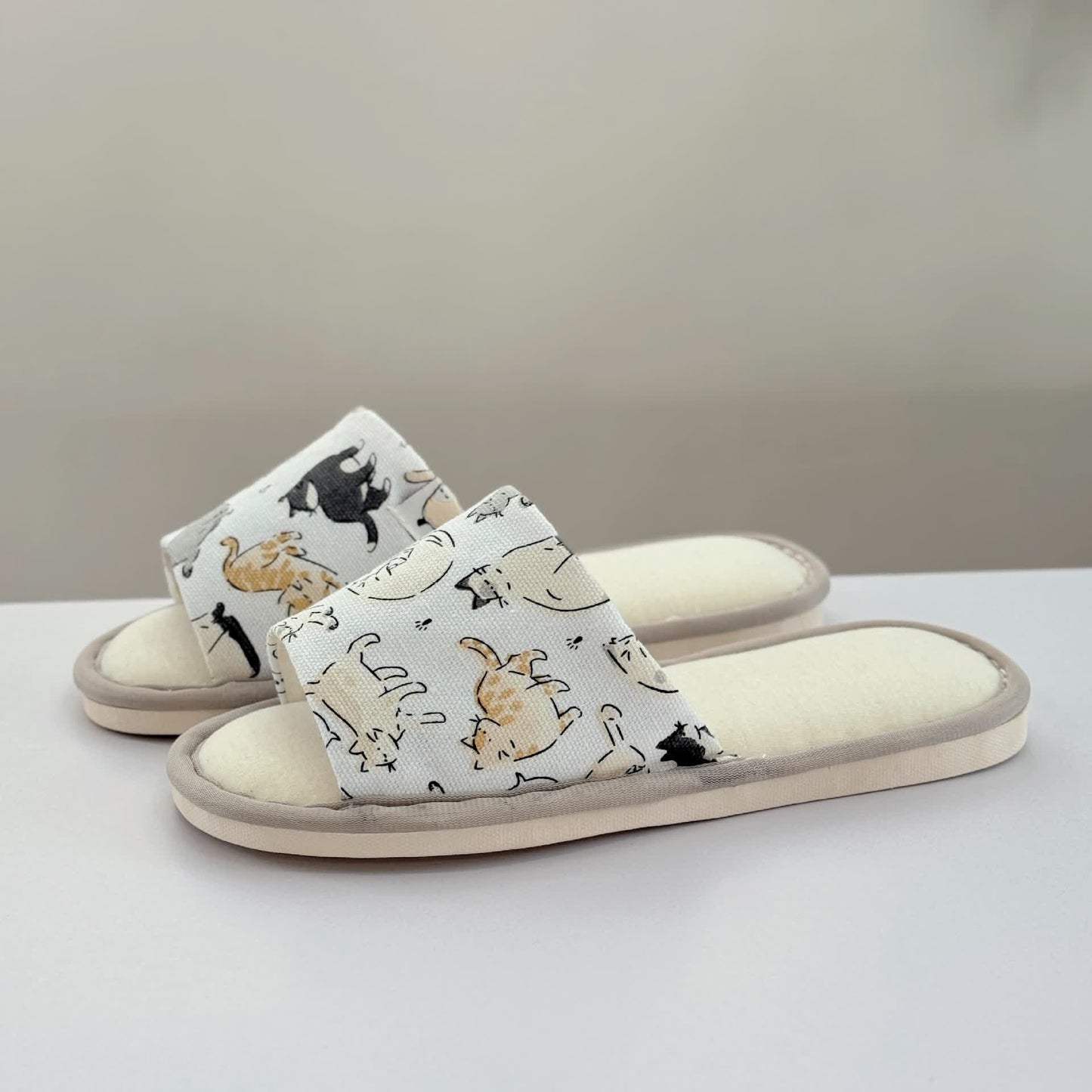 Cute Animal Print Canvas Open-Toe Home Slippers - image 6
