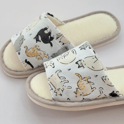 Cute Animal Print Canvas Open-Toe Home Slippers - image 9