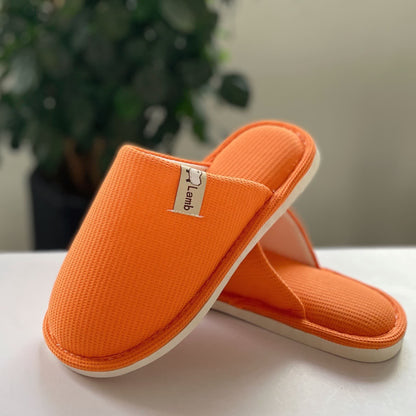 Solid Color Simple Waffle Home Slippers - Orange - US10-11 - image 6