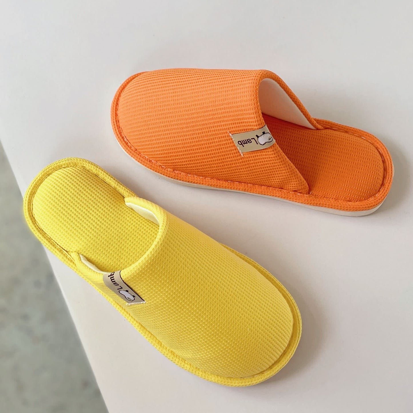 Solid Color Simple Waffle Home Slippers - image 1