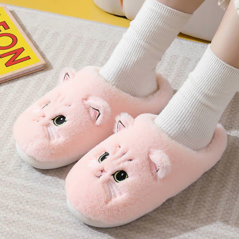 Cute Cartoon Kitten Indoor Plush Slippers - image 5