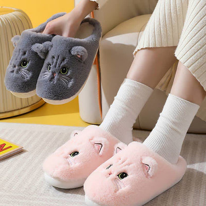 Cute Cartoon Kitten Indoor Plush Slippers - image 0
