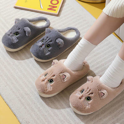 Cute Cartoon Kitten Indoor Plush Slippers - image 1