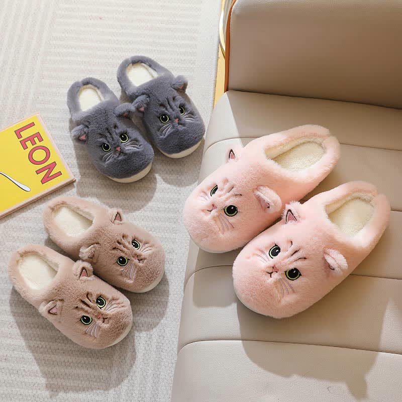 Cute Cartoon Kitten Indoor Plush Slippers - image 3