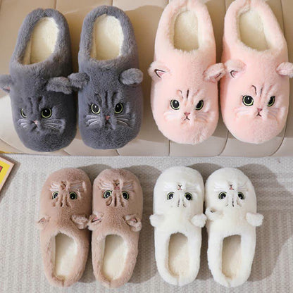 Cute Cartoon Kitten Indoor Plush Slippers - image 2