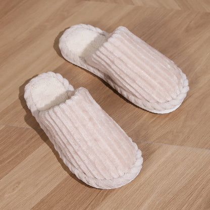 Solid Color Closed-Toe Home Thick Sole Warm Slippers