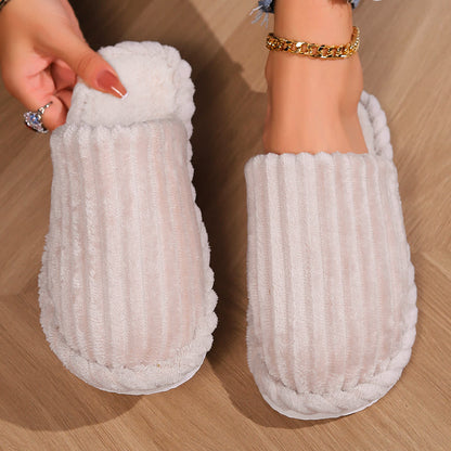 Solid Color Closed-Toe Home Thick Sole Warm Slippers - image 2