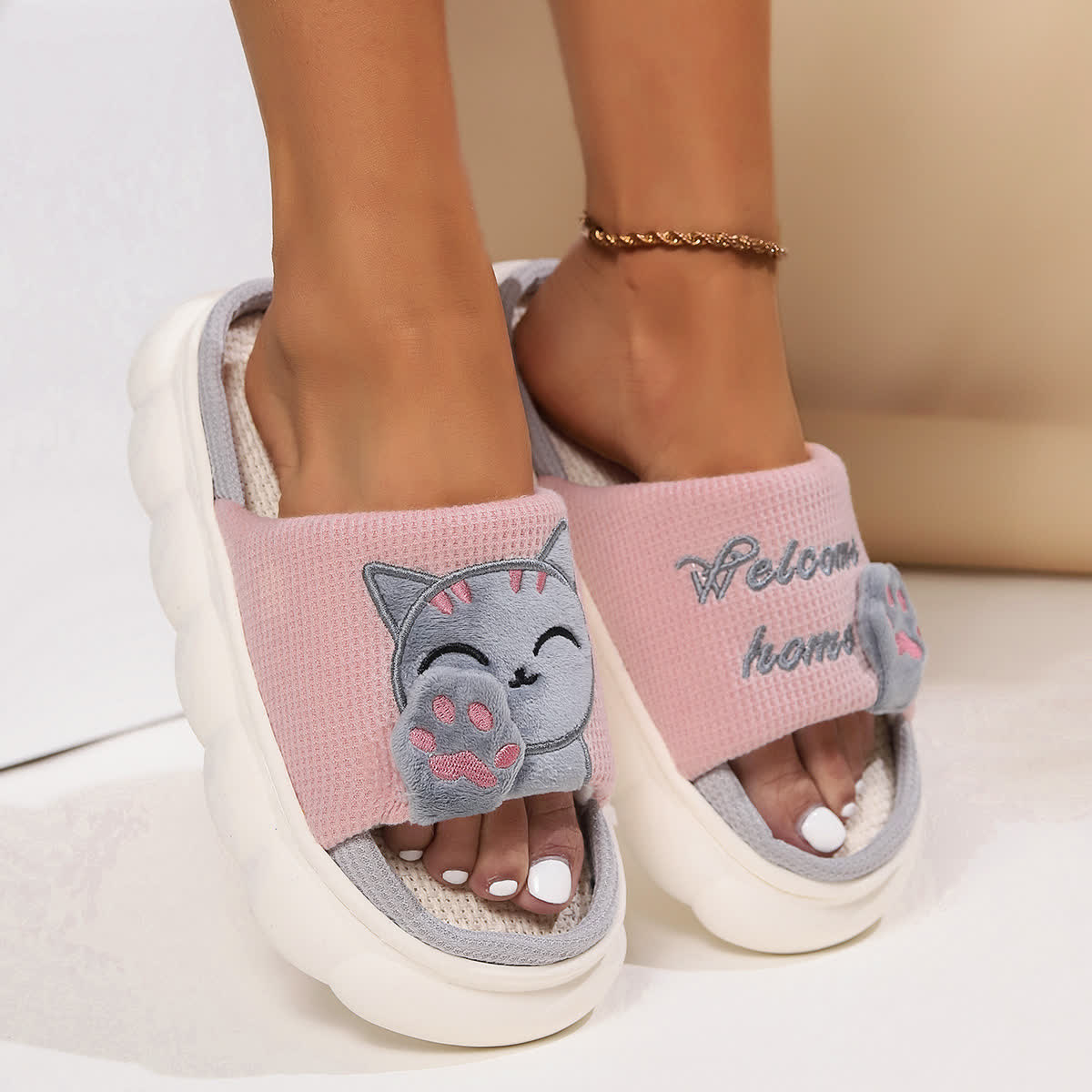 Cute Cartoon Kitten Home Slippers - image 4