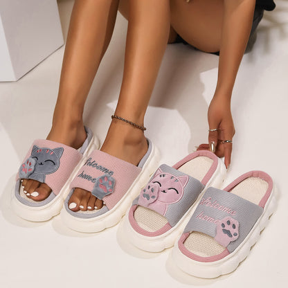 Cute Cartoon Kitten Home Slippers - image 1