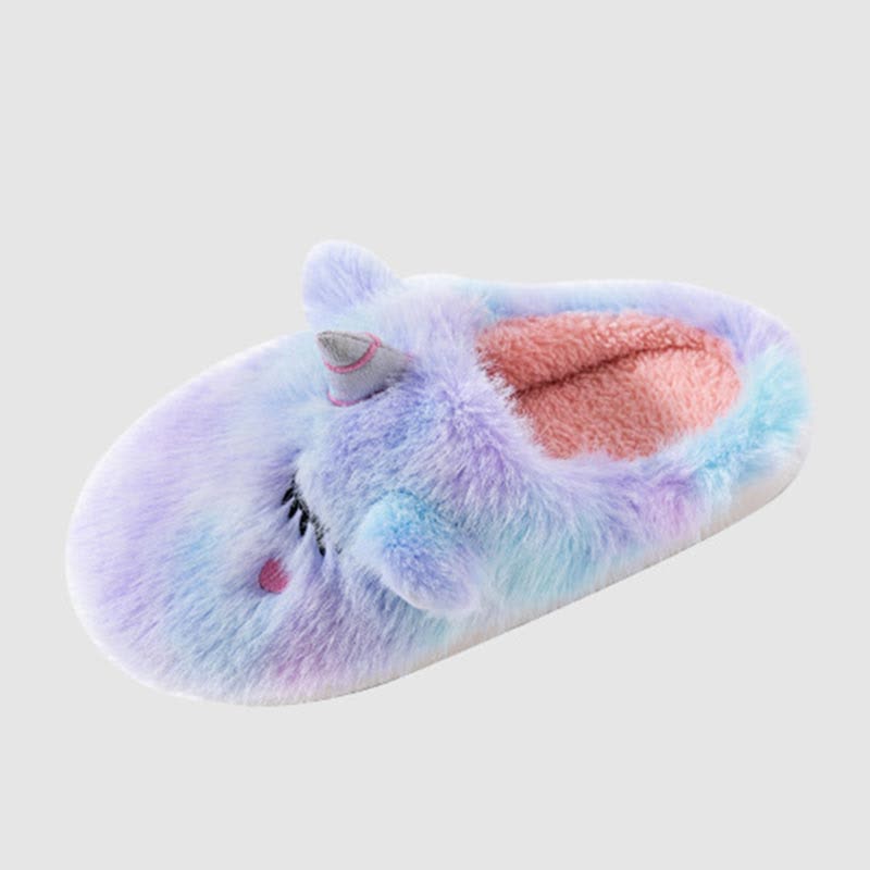 Cute Unicorn Plush Home Slippers - Purple - US9-10 - image 7