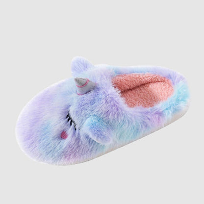 Cute Unicorn Plush Home Slippers - Purple - US9-10 - image 7
