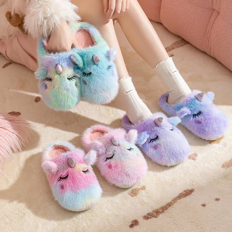 Cute Unicorn Plush Home Slippers - image 0
