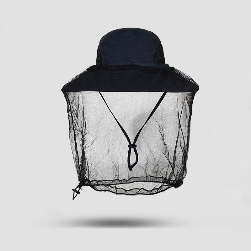 Outdoor Sun Protection and Anti-mosquito Bucket Hat - Navy Blue - One Size - image 4