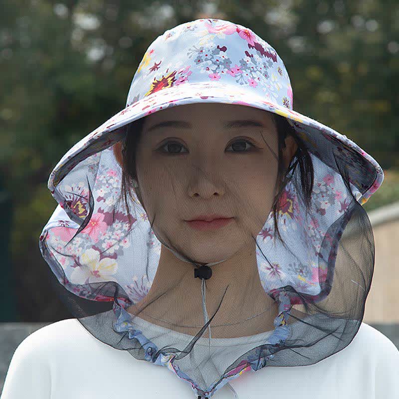 Floral Print Outdoor Wide Brim Bucket Hat - B - One Size - image 4