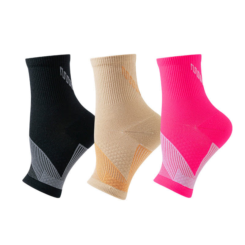Solid Color Open Toe Compression Socks(3 Pairs)