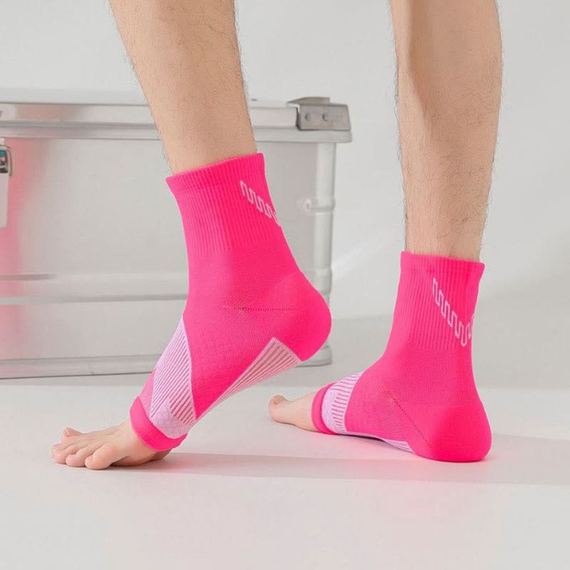 Solid Color Open Toe Compression Socks(3 Pairs)