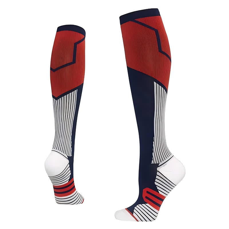 Color Block Compression Socks(6 Pairs) - Red - L/XL - image 1