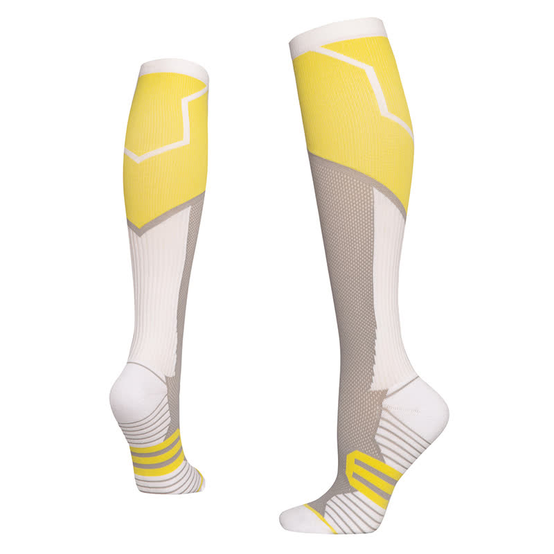 Color Block Compression Socks(6 Pairs) - Yellow - L/XL - image 3