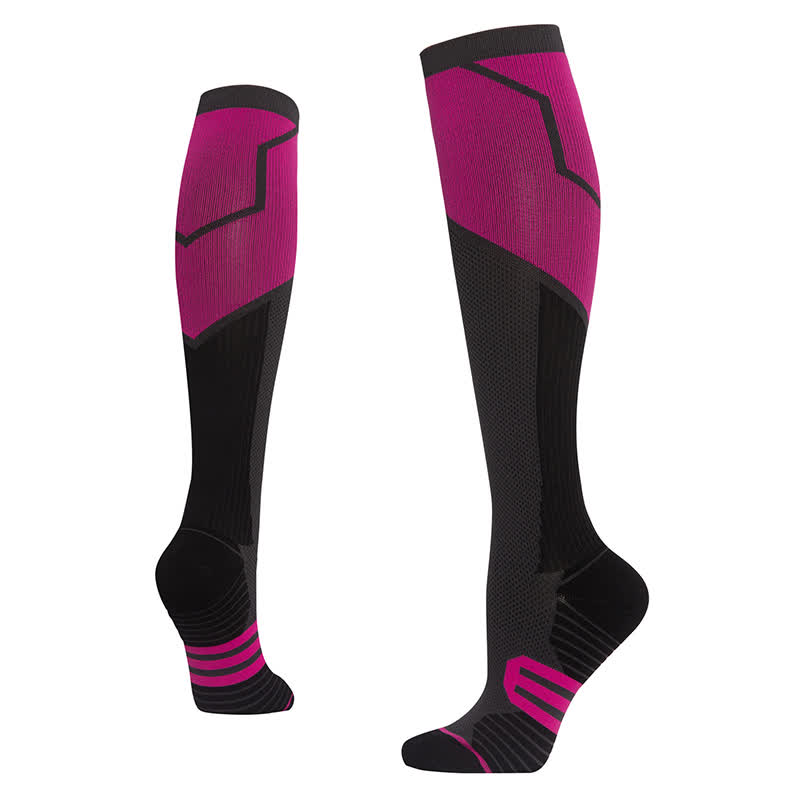 Color Block Compression Socks(6 Pairs) - Purple - L/XL - image 2