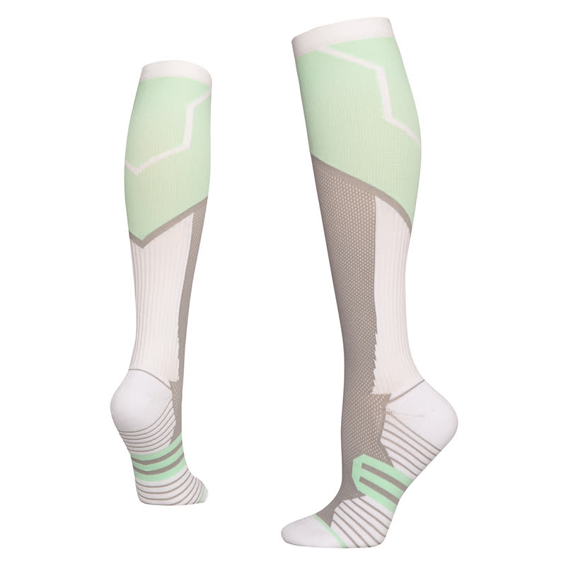 Color Block Compression Socks(6 Pairs) - Green - L/XL - image 5
