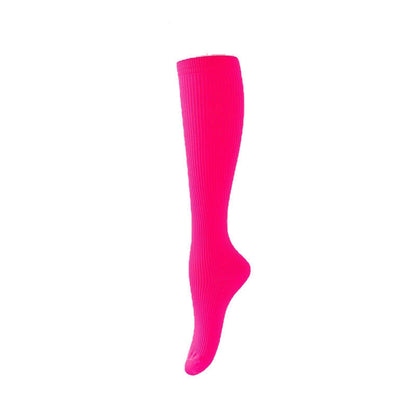 Candy Color Vertical Stripe Athletic Compression Socks(7 Pairs) - Rose - L/XL - image 10