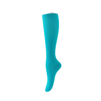 Candy Color Vertical Stripe Athletic Compression Socks(7 Pairs) - Light Blue - L/XL - image 13