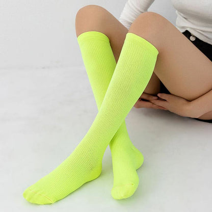 Candy Color Vertical Stripe Athletic Compression Socks(7 Pairs)