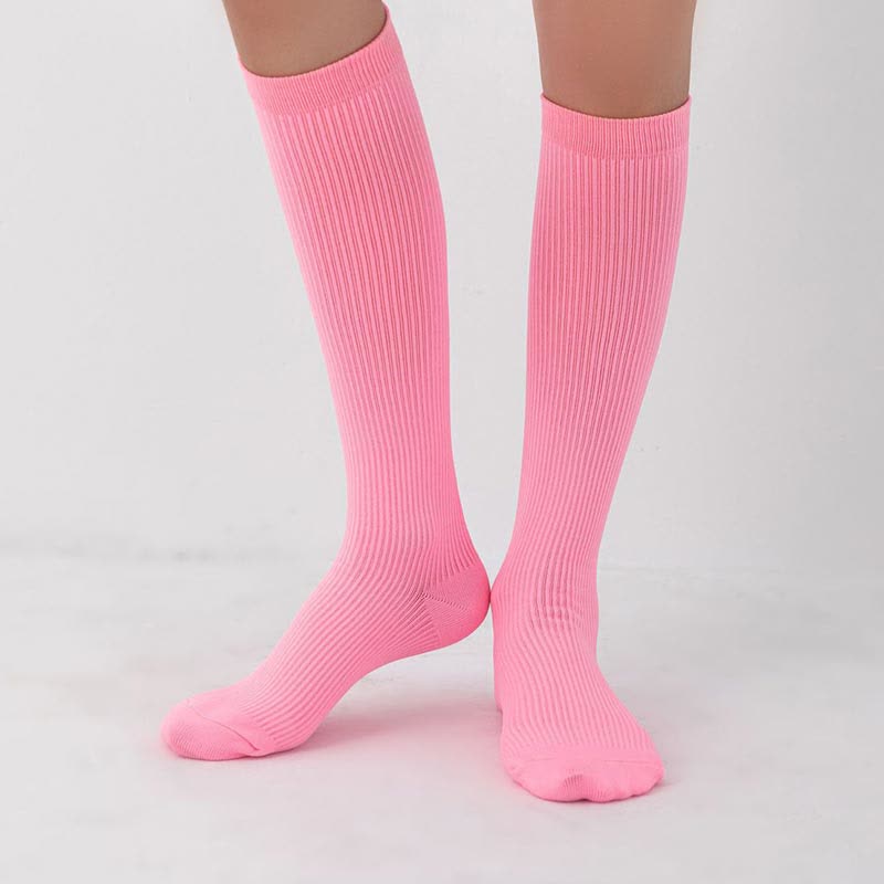 Candy Color Vertical Stripe Athletic Compression Socks(7 Pairs) - image 2