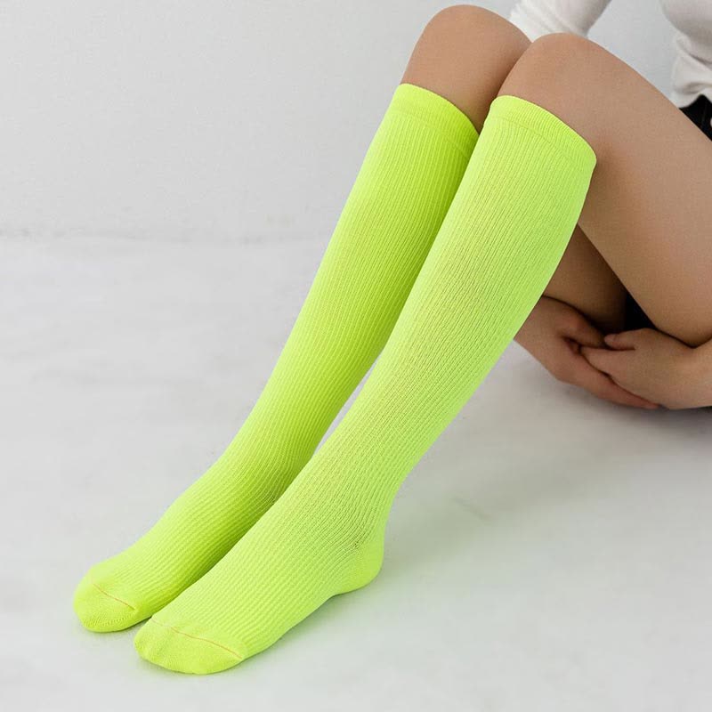 Candy Color Vertical Stripe Athletic Compression Socks(7 Pairs)