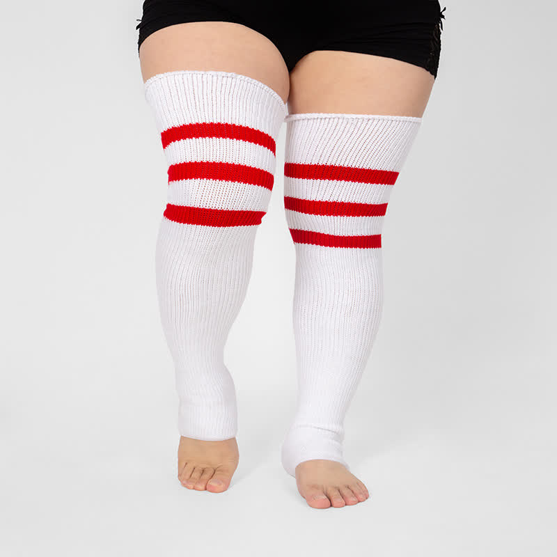 Stripe Open Toe Thigh High Compression Socks - image 8