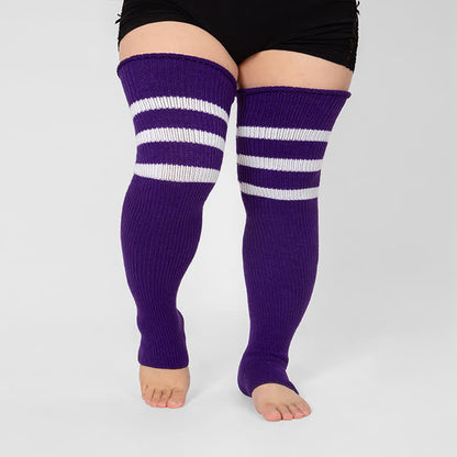 Plus Size Stripe Open Toe Thigh High Compression Socks - image 12