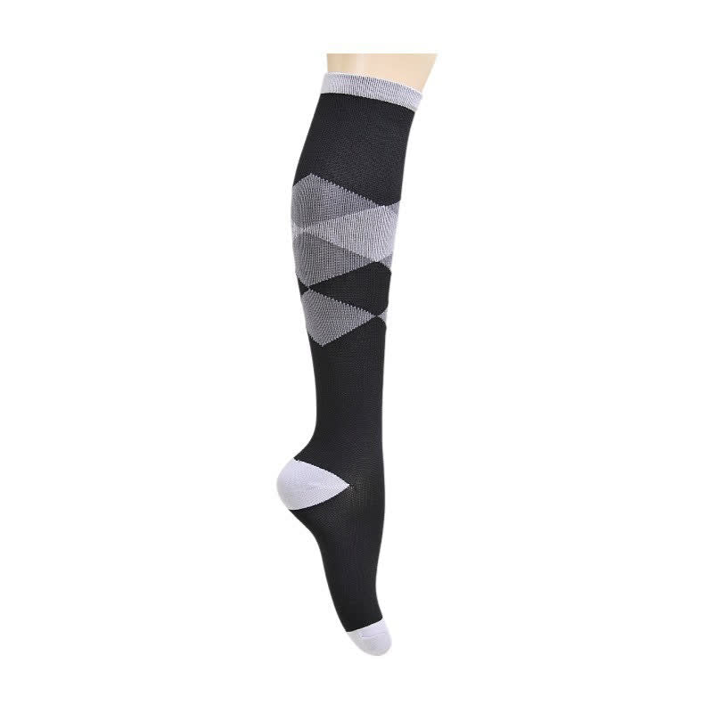 Geometric Print Compression Socks(5 Pairs) - A - L/XL - image 1