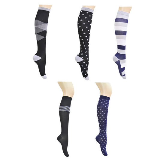 Geometric Print Compression Socks(5 Pairs) - Multicolor - L/XL - image 0