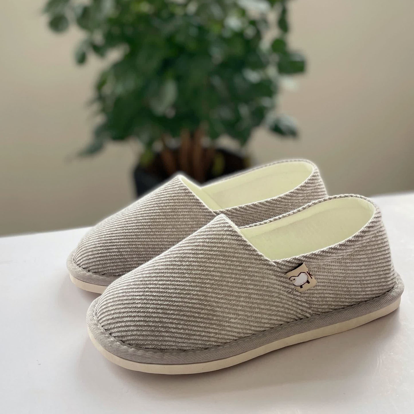 Simple Stripe Soft Sole Home Slippers - Grey - EU44-45(US10-11) - image 7
