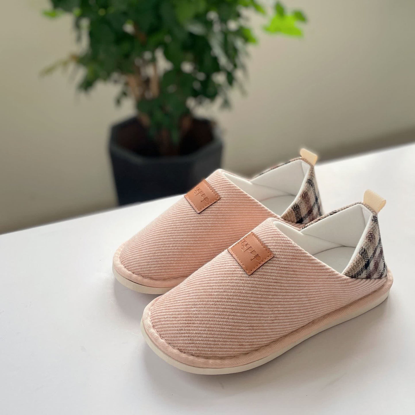 Simple Plaid Stitching Non-slip Slippers - Pink - EU44-45(US10-11) - image 2