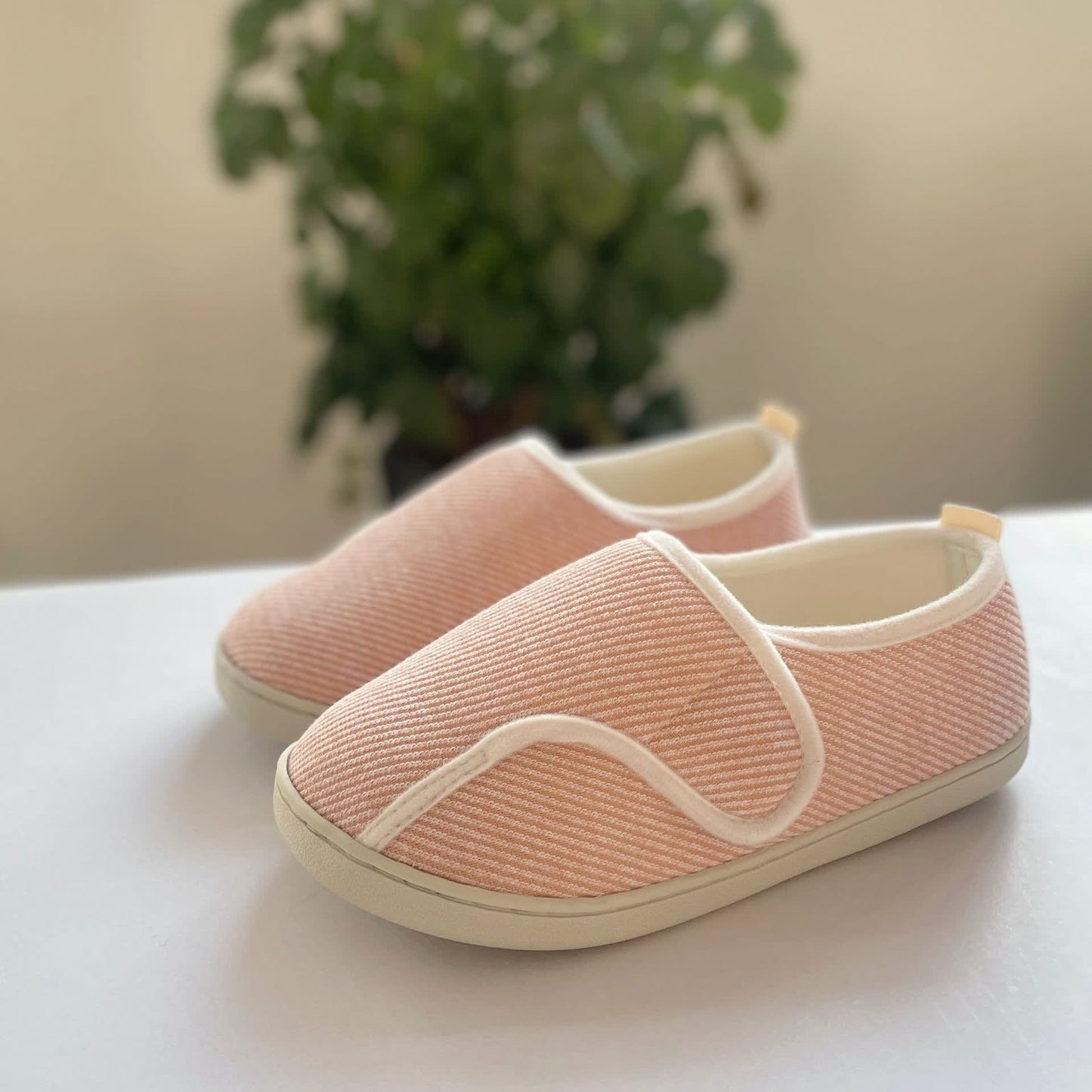 Striped Soft-Sole Velcro Slippers - Pink - EU42-43(US8.5-9) - image 1