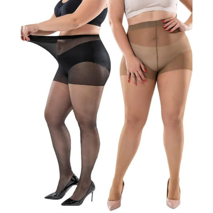 Plus Size Solid Color Pantyhose(3 Pairs) - image 1