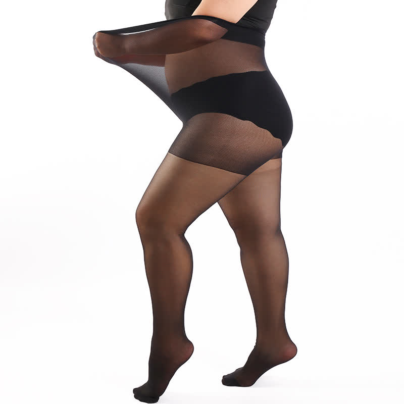 Plus Size Solid Color Pantyhose(3 Pairs) - image 9