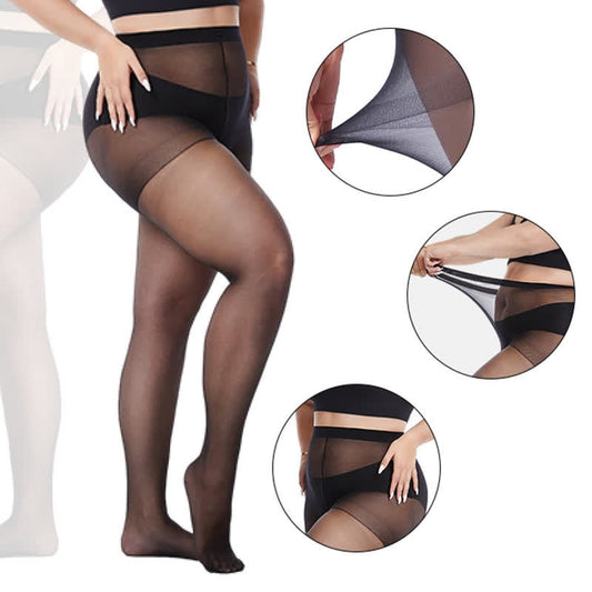 Plus Size Solid Color Pantyhose(3 Pairs) - image 0