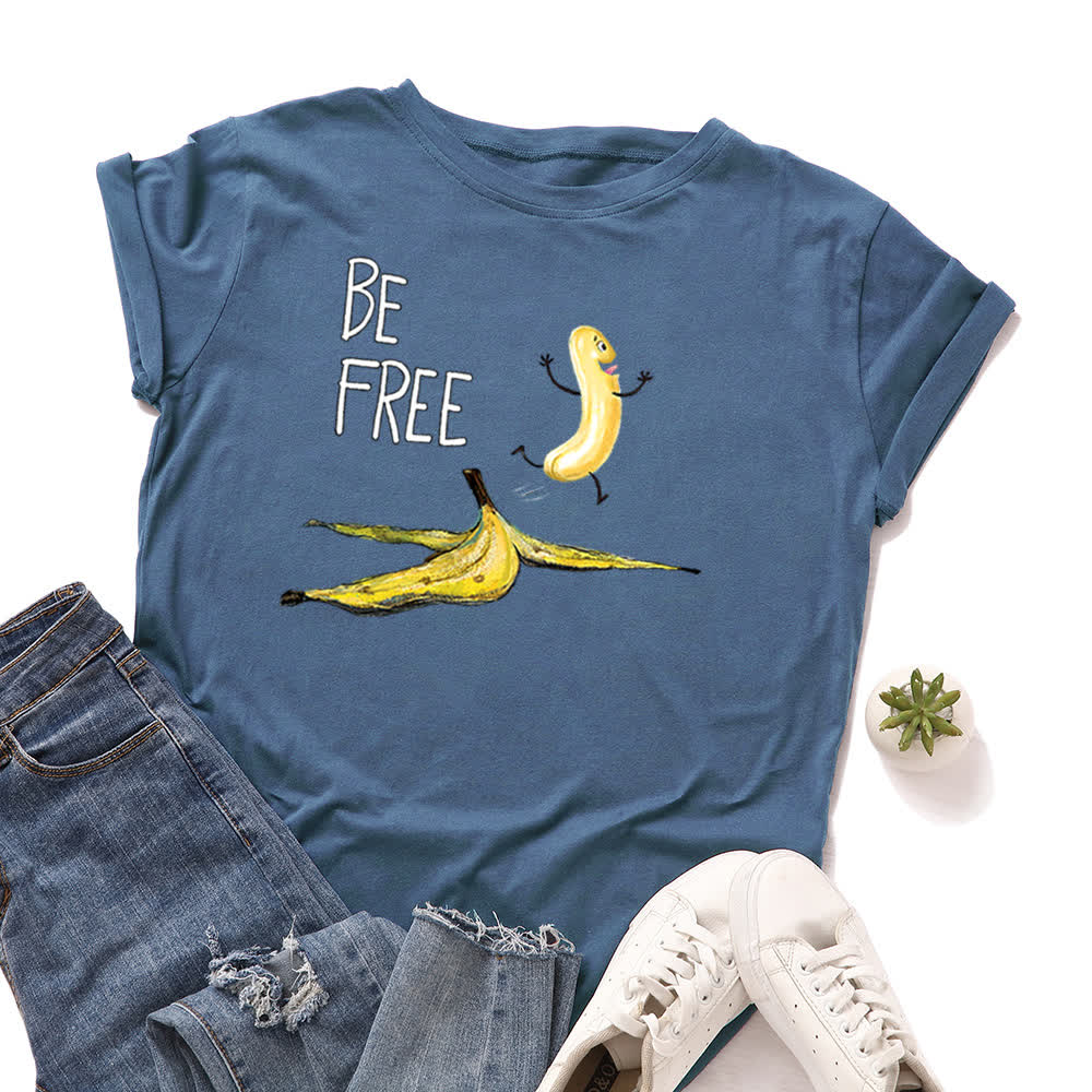 Plus Size Creative Banana Print Short Sleeve T-Shirt