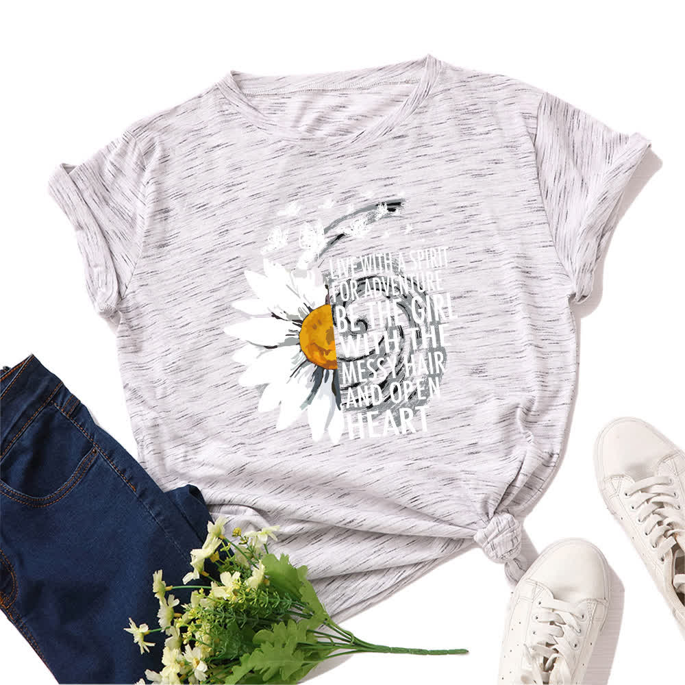 Plus Size Floral Letter Print Short Sleeve T-Shirt - White - 5XL - image 5